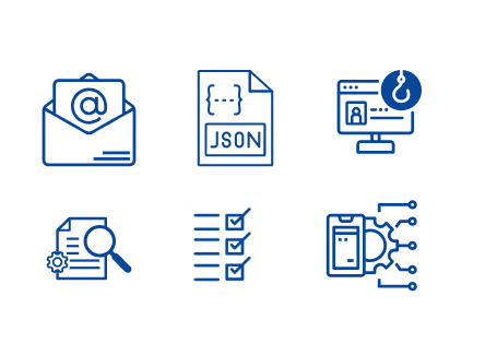 Receive your data – Illustration of various icons relating to managing of data.