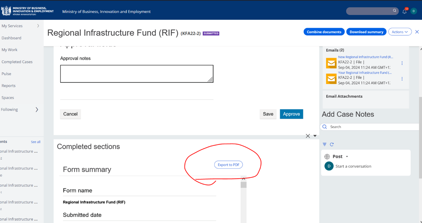 Screenshot of Business Connect platform admin portal. Full description of image content found below this image.